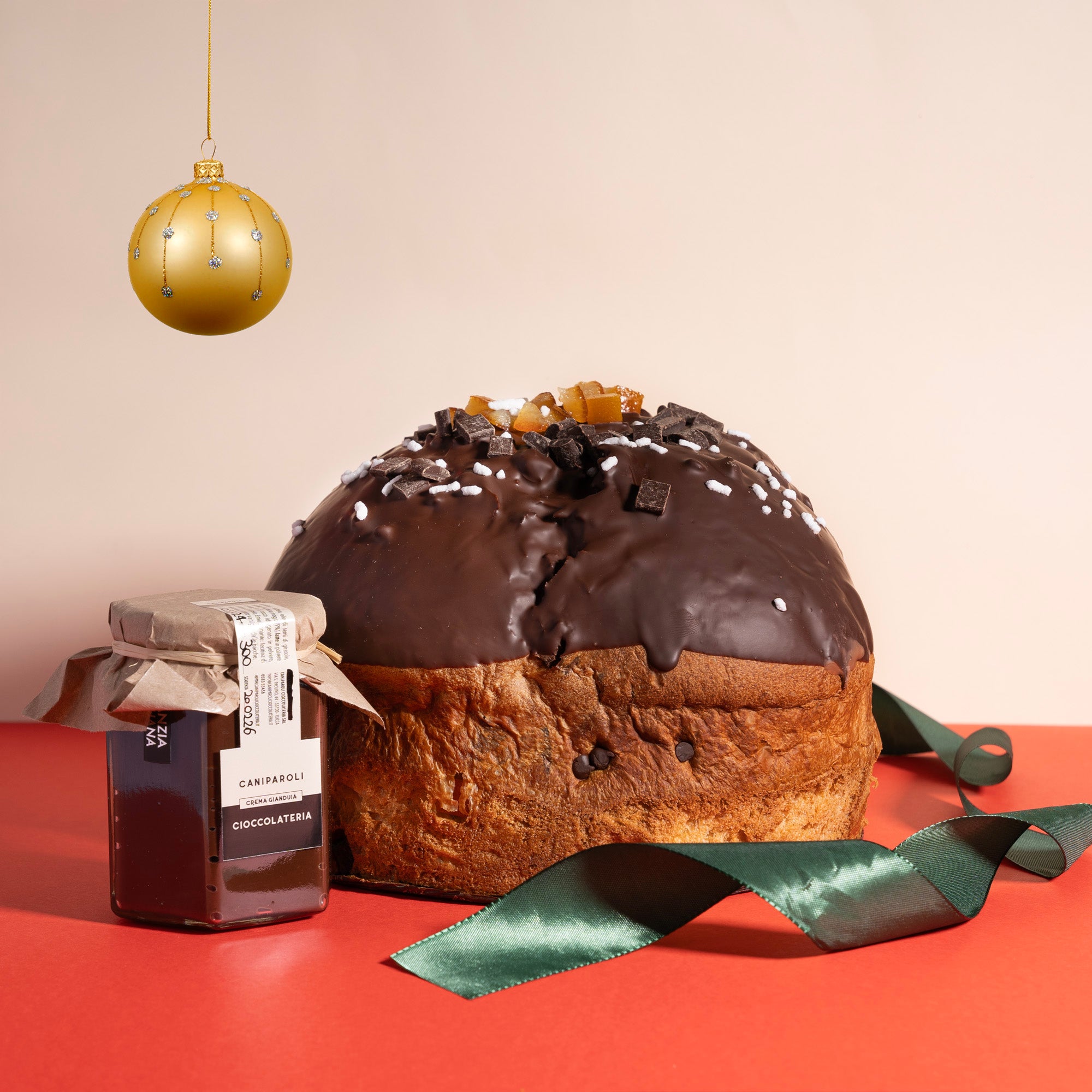 Panettone artigianale cioccolato e arancia + crema gianduia