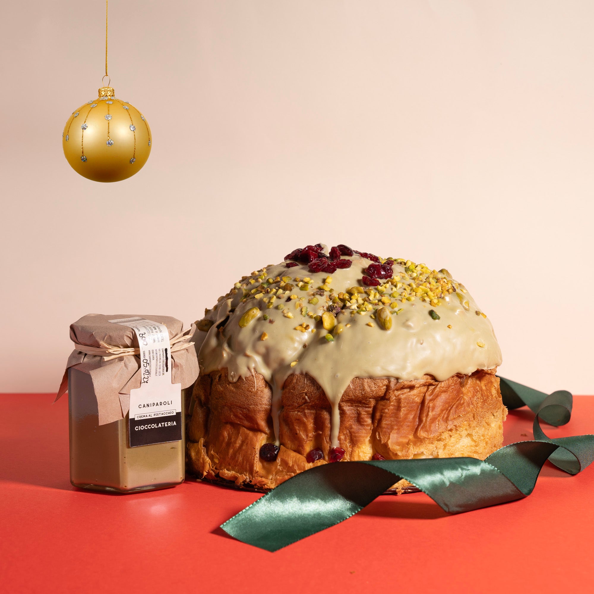 Panettone artigianale al pistacchio + crema al pistacchio