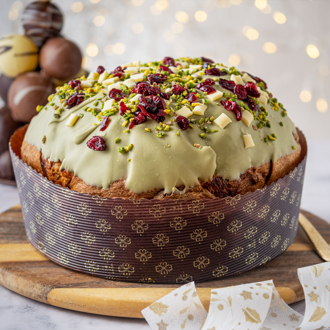 Panettone Pistacchio, Cioccolato bianco e Frutti rossi